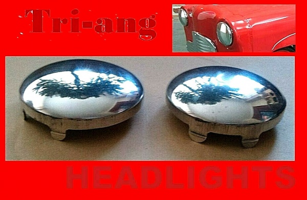 Tri-ang Vintage Pedal Car Metal Headlights Pair